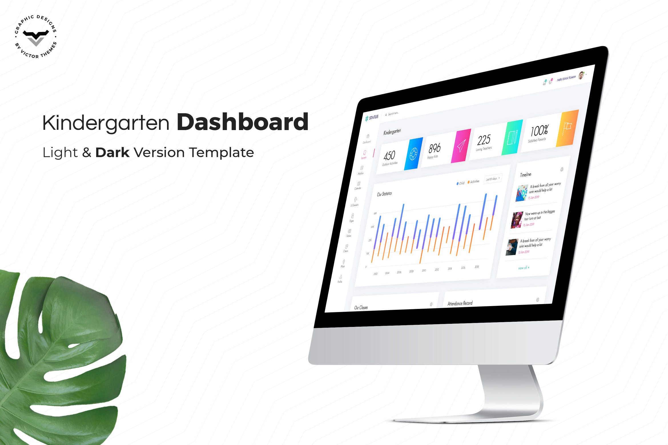 幼儿园管理系统网站后台界面设计UI模板 Kindergarten Admin Dashboard UI Kit