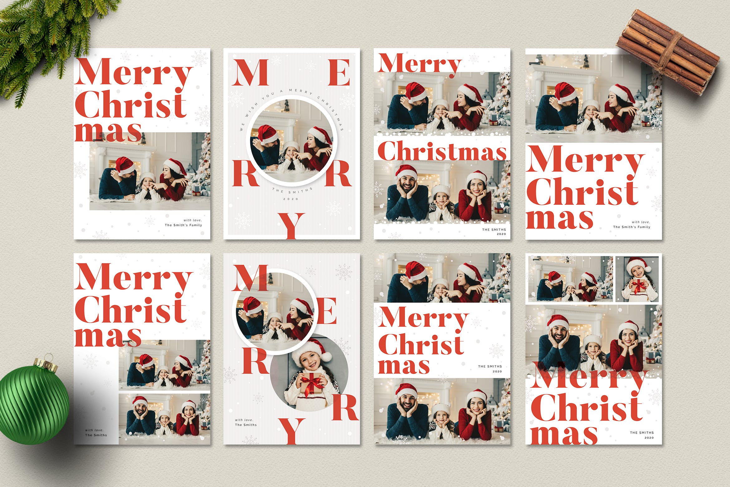 圣诞节照片贺卡设计模板集 Christmas Photo Card / Holiday Card