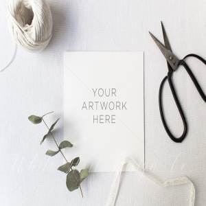 婚礼邀请卡贺卡样机 Wedding square stationery mock up