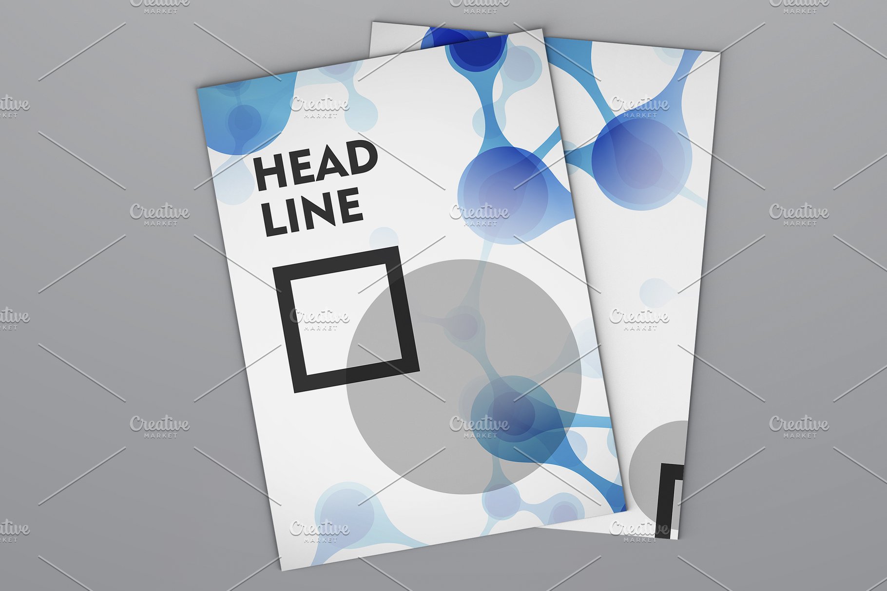 DNA&几何图形风格小册子模板 Brochures in DNA and geometric style