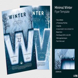 极简主义冬天主题传单PSD模板 Minimal Winter Flyer PSD