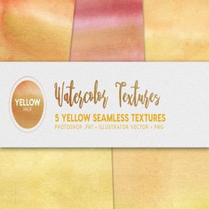 黄色水彩无缝纹理素材 Watercolor Seamless Textures – Yellow Pack