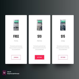 电子书订阅价格表单UI界面模板 for XD Ebook Pricing Table – Adobe XD
