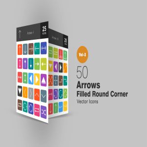 50枚箭头圆角图标素材50 Arrows Flat Round Corner Icons 一流设计网