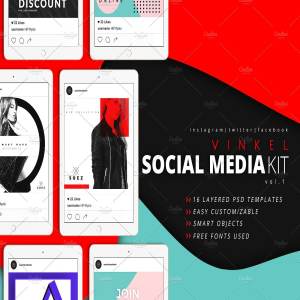 社交媒体主题 UI 界面设计素材包 Vinkel Social Media Kit