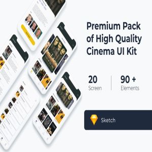 专业电影票预订APP应用UI设计套件SKETCH模板 Cinema Movie UI KIT for Sketch
