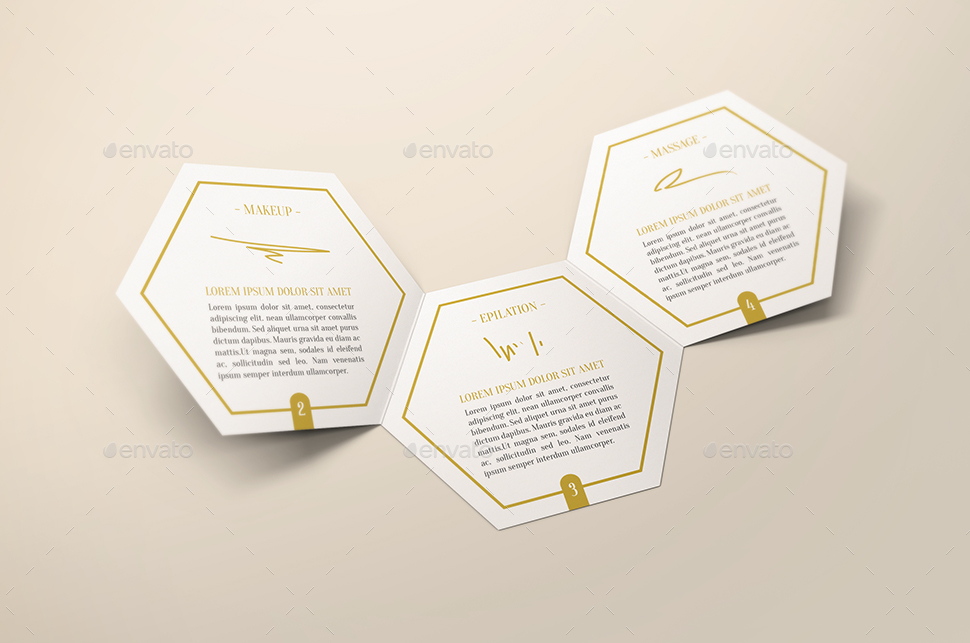 六边形折页宣传小册样机 Hexahedron Trifold Brochure Mock-Up