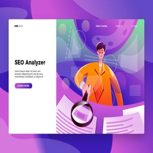 SEO服务概念插画网站Banner&着陆页模板 SEO Analyzer – Banner & Landing Page