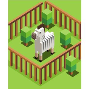 动物园里的斑马2.5D矢量插画免费素材 zebra in a zoo