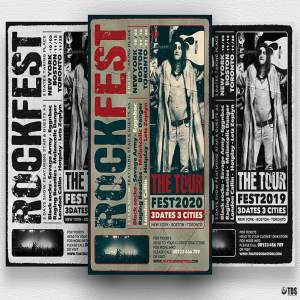 嬉皮风摇滚音乐活动传单PSD模板 Distressed Rockfest Flyer PSD