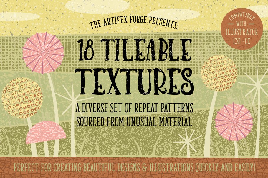 复古怀旧效果线条斑点无缝图案纹理 Tileable Texture – Repeat Patterns