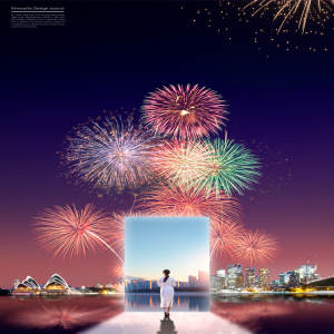 烟花庆典活动主题海报设计模板PSD]