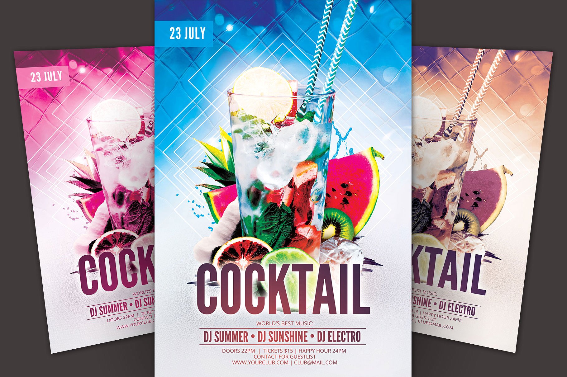 鸡尾酒会传单PSD模板 Cocktail Flyer Template