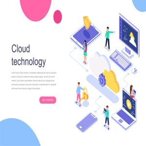 云技术云存储等距概念插画 Cloud Technology Isometric Concept