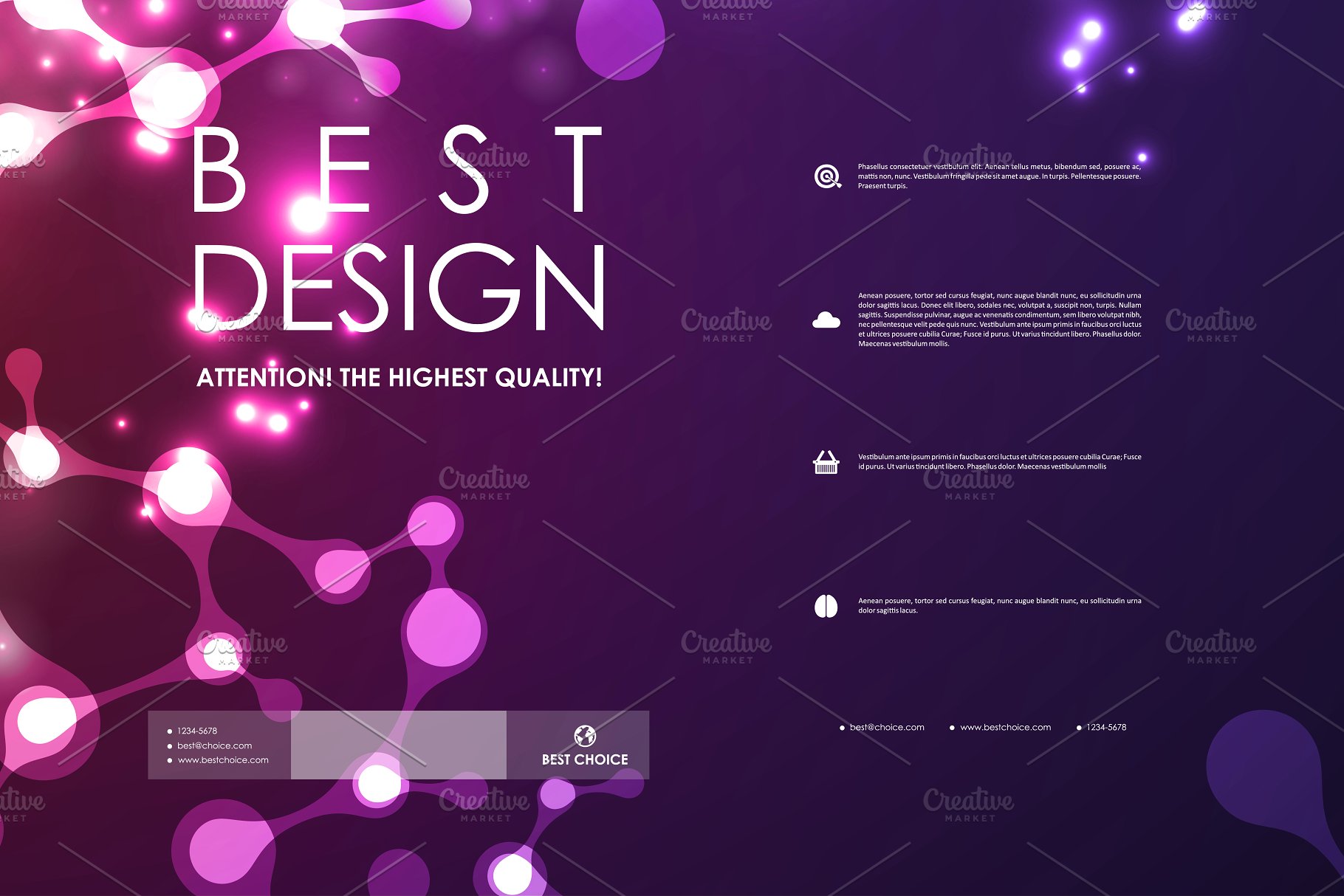 抽象图形蓝色背景小册子模板 Set of Abstract Brochures