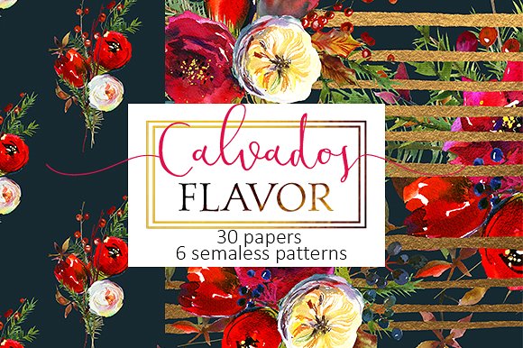 圣诞花饰纸张图案纹理素材 Christmas floral paper pattern pack