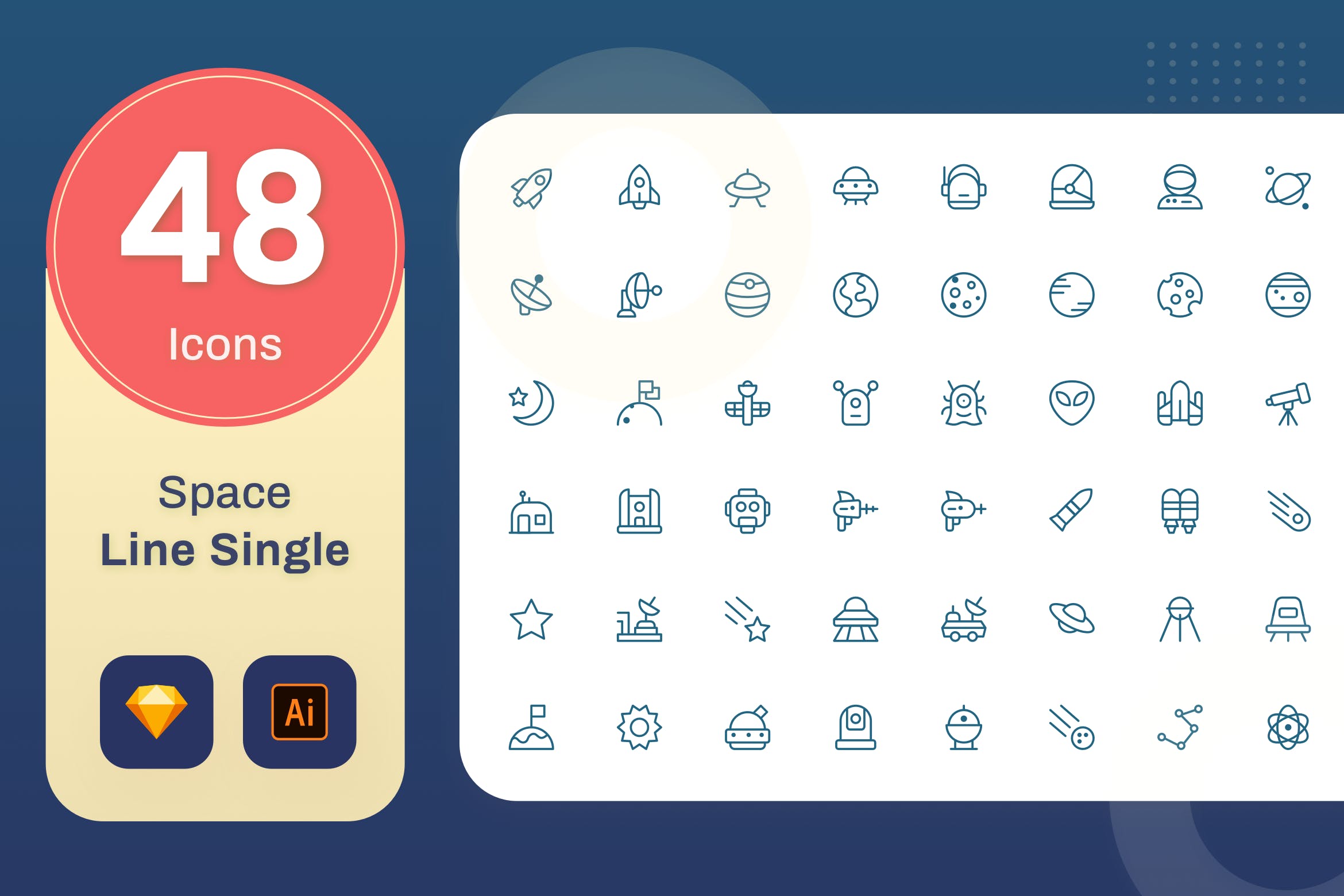 Line Senja图标系列：太空主题矢量线性图标 Line Senja – Space