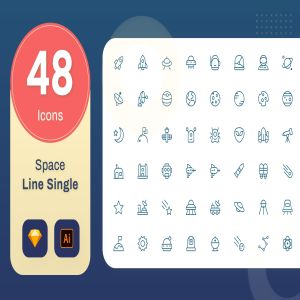 Line Senja图标系列：太空主题矢量线性图标 Line Senja – Space