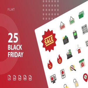 黑色星期五海淘节扁平设计风格矢量图标素材 Black Friday Flat
