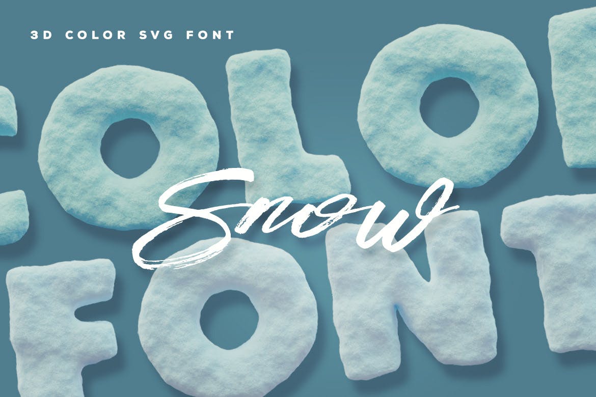 仿积雪外观英文装饰艺术字体 Snow Color Font
