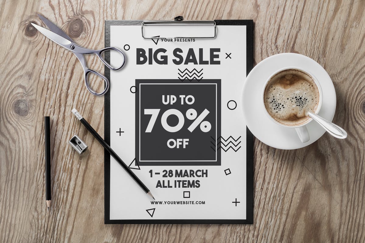 简约文字排版促销广告海报模板设计 Big Sale Flyer