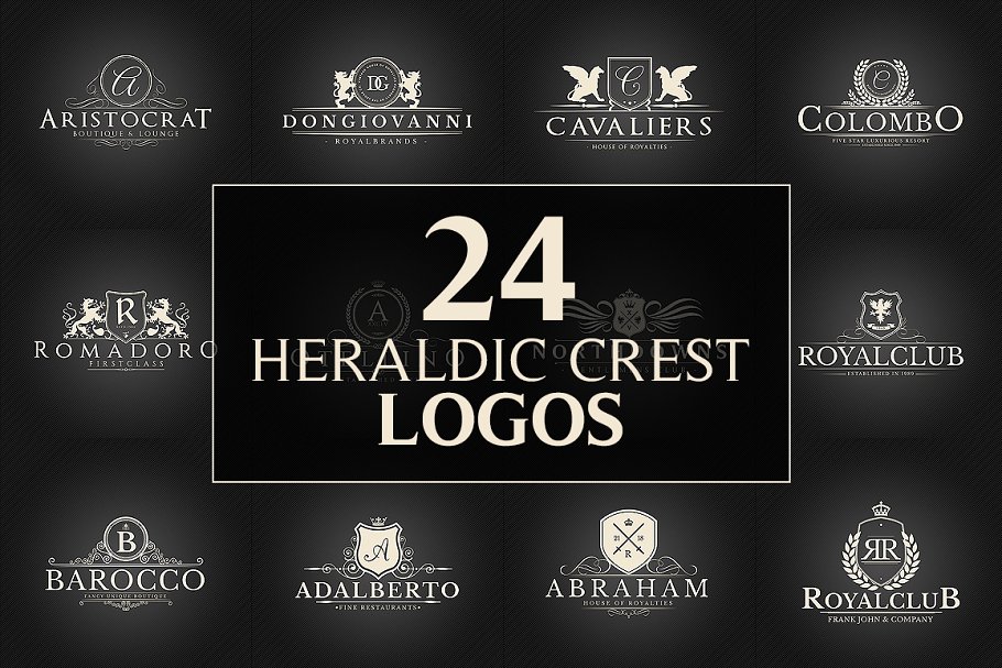 24款复古风格文字图形Logo设计模板 24 Crest Logos Bundle Vol.2