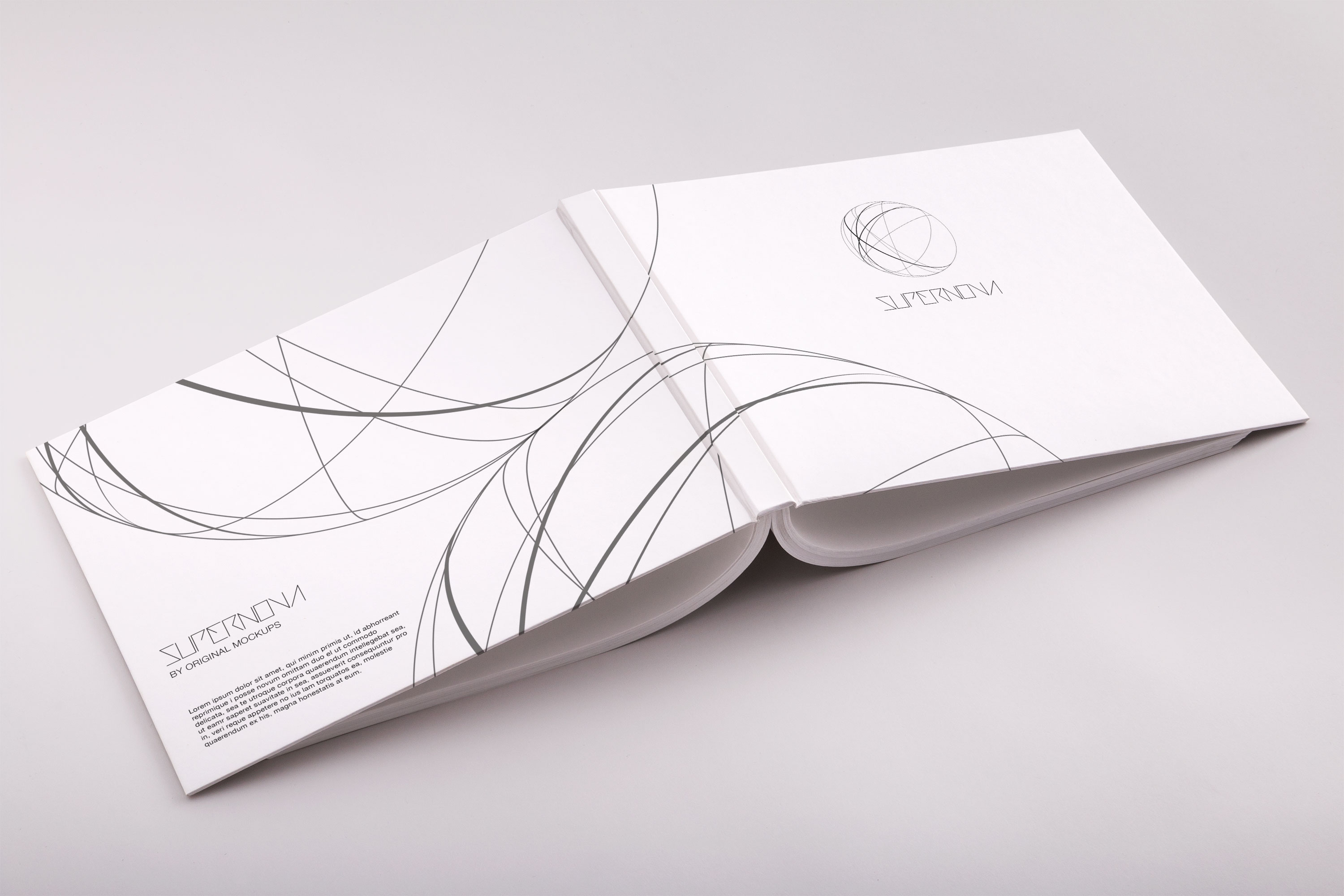 精装图书画册封面封底设计效果图PSD样机04 Hardcover Standard Landscape Book PSD Mockup 04