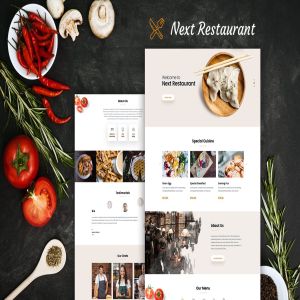 餐厅在线预订网站和菜单设计PSD模板 Restaurant Online Reservation & Menu PSD Template