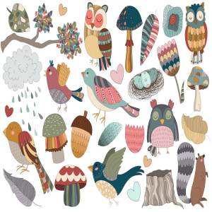 林地动植物插图设计元素 Woodland Designs Vector & PNG Pack