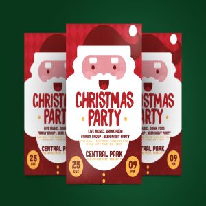 卡通圣诞老人手绘圣诞节主题派对活动海报模板 Christmas Party Flyer