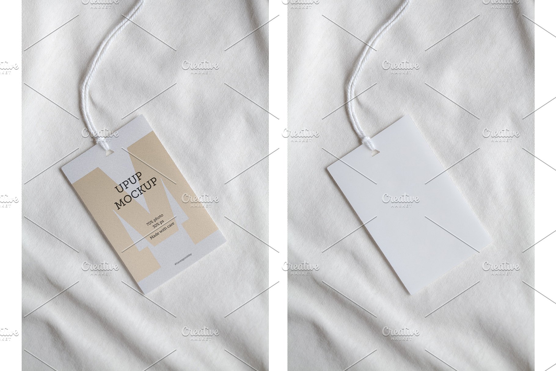 服装服饰标签吊牌样机 Clothes label tag blank white mockup