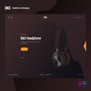 耳机品牌网站着陆页设计模板[PSD&XD] Dike – Headphone Landing page Template