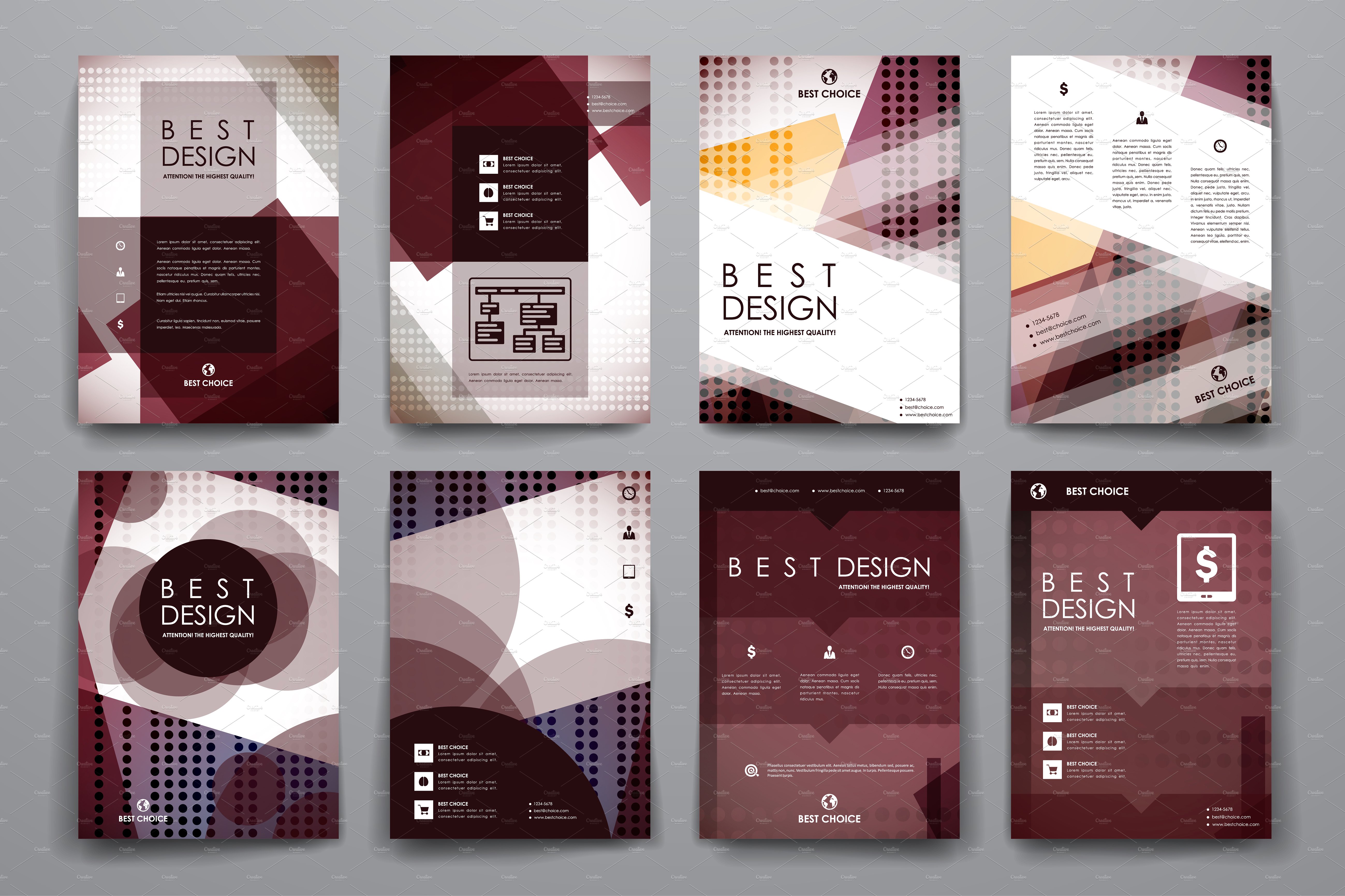 暗色调抽象图形宣传小册子模板 Set of Abstract Brochures
