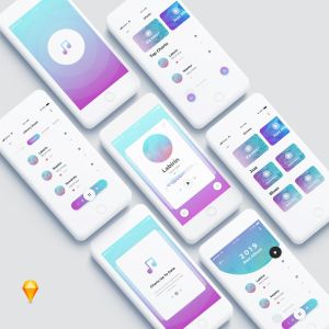 在线音乐播放器APP应用程序用户界面UI套件 One – Music Mobile App Ui Kit