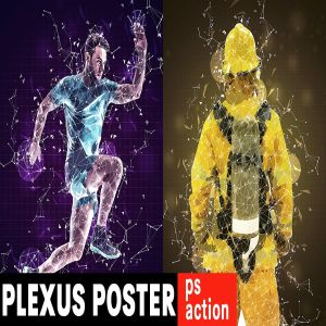 抽象三角形图形人物海报效果PS动作预设