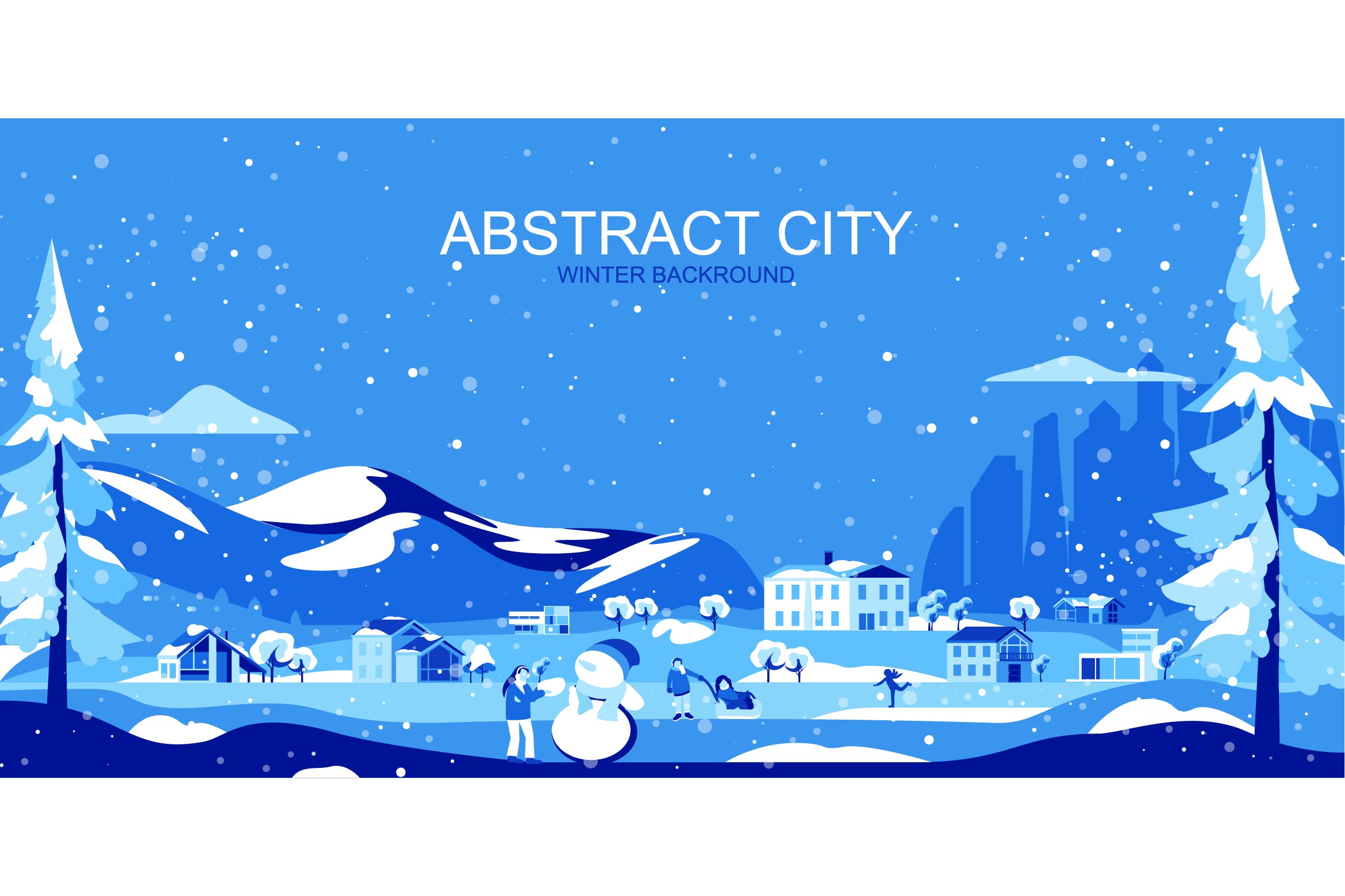 凛冬之城主题网站Header设计矢量插画 Winter City Vector Illustration Header Website