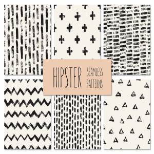 手绘图案无缝纹理肌理合集1 Hipster Seamless Patterns Set 1