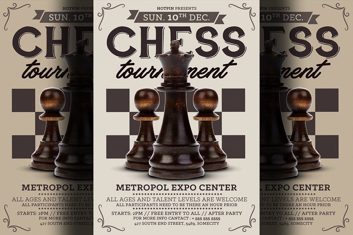 国际象棋比赛海报设计模板 Chess Tournament Flyer Template