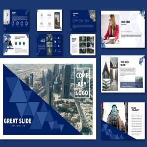 超现代蓝色系列的幻灯片模板下载[ppt,pptx]