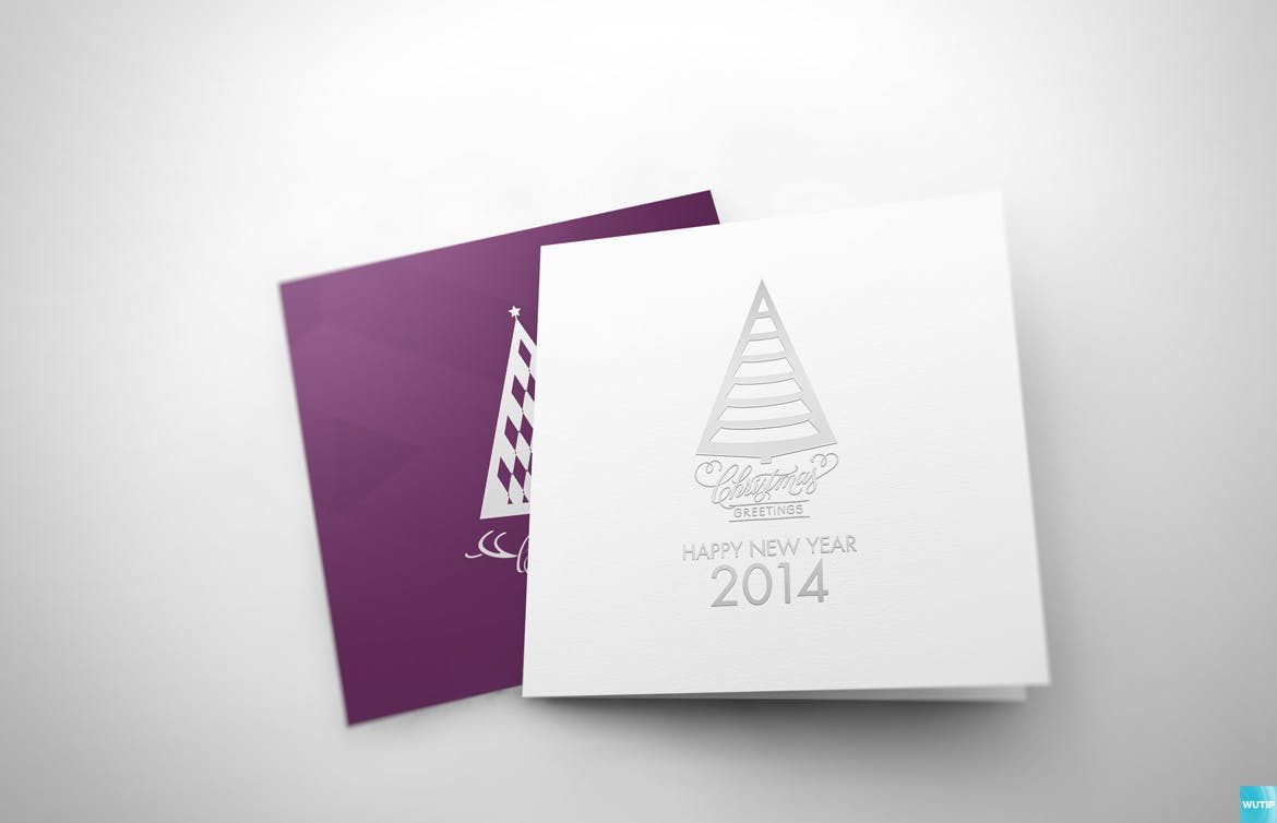 真实质感的新年圣诞节贺卡设计VI样机展示模型mockups