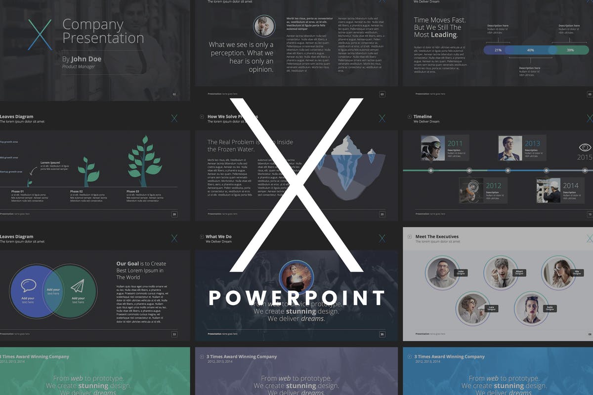 多配色风格企业业务介绍PPT模板素材 The X Note – Powerpoint Template