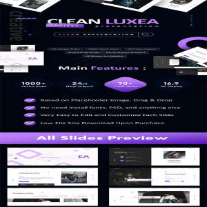 时尚极简多功能的powerpoint幻灯片演示模版 Clean Luxea Powerpoint [pptx]