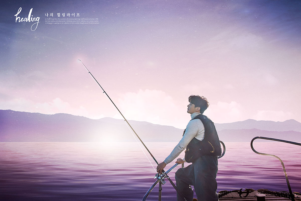 假期旅行钓鱼休闲生活海报psd模板