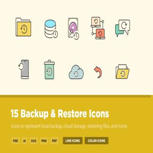 15枚备份&恢复主题矢量图标 15 Backup & Restore Icons