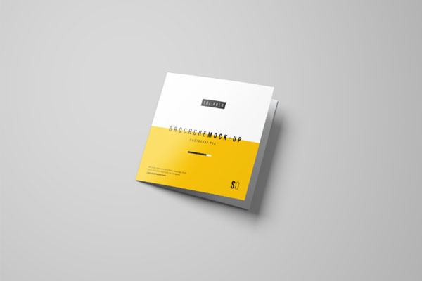 方形三折页企业品牌介绍手册样机