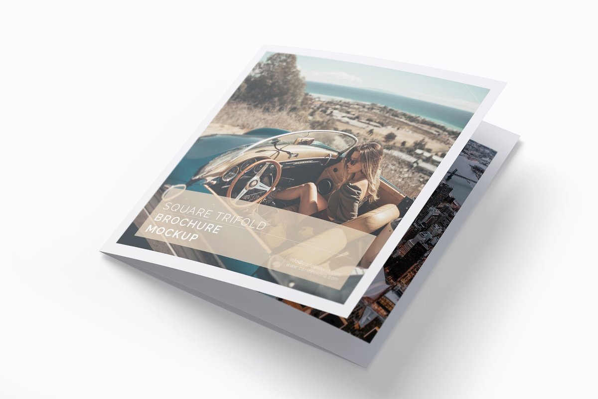 时尚方形三折页宣传册样机