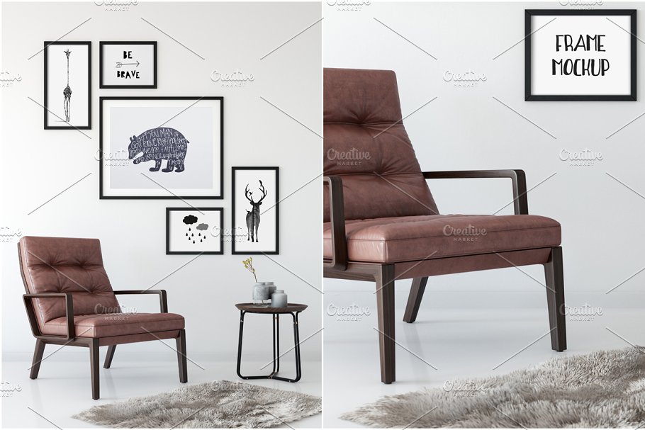 现代居家挂墙画框相框样机 Scandi Interior Frame Mockup – 10