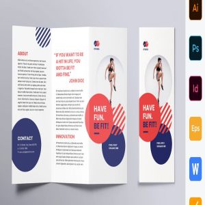 健身教练/健身房三折页广告传单设计模板 Fitness Trainer Coach Brochure Trifold