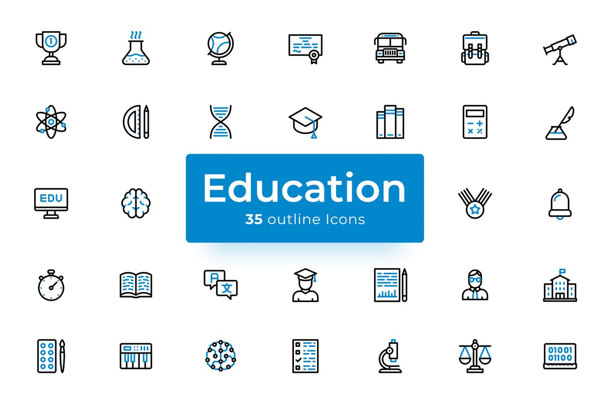 教育培训主题矢量图标素材 Education – Icons Pack
