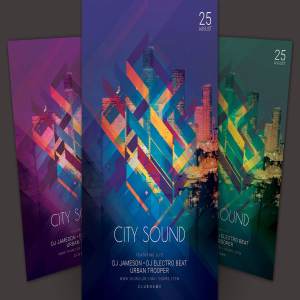 抽象城市之音派对活动宣传单设计模板 City Sound Flyer Template